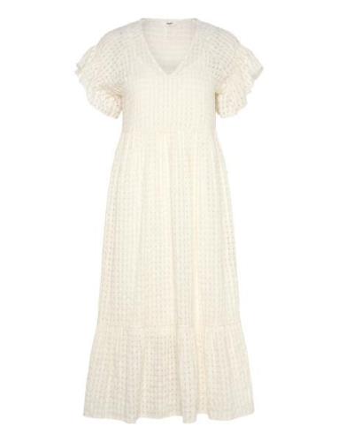 Objvita S/S Long Dress Rep Polvipituinen Mekko Cream Object