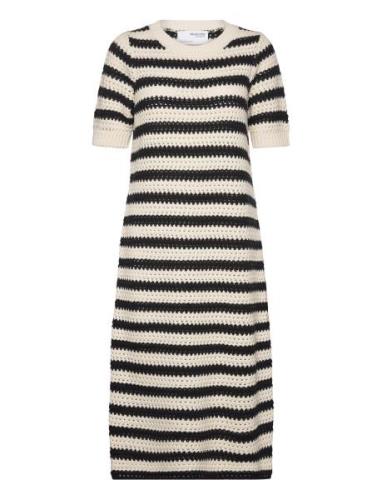 Slfalby Ss Long Knit Dress Polvipituinen Mekko Cream Selected Femme