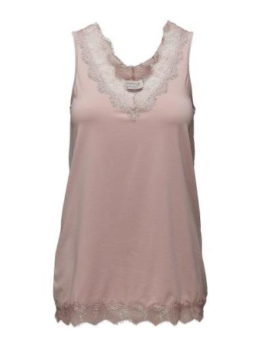 Rwbillie Sl Lace V-Neck Top Tops T-shirts & Tops Sleeveless Pink Rosem...