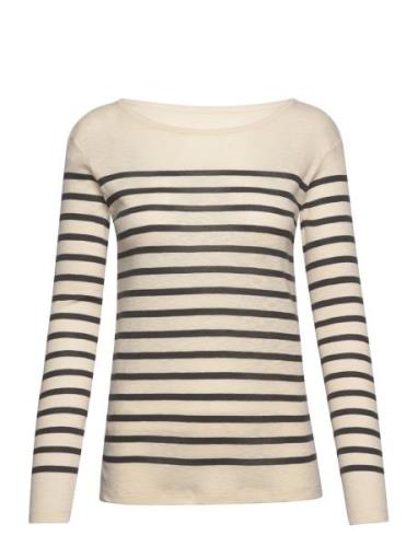 Clear Tee Stripe Tops T-shirts & Tops Long-sleeved Beige Moshi Moshi M...