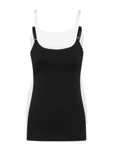 2 P Nursing Camisole Organic Tops T-shirts & Tops Sleeveless Black Lin...