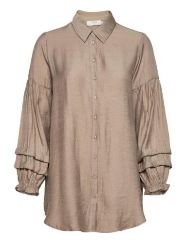 Aviecr Shirt Tops Shirts Long-sleeved Beige Cream