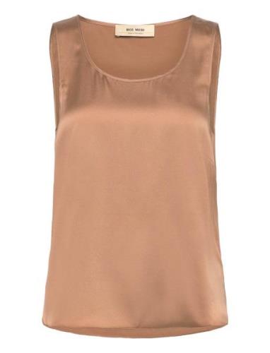 Mmastrid Silk Tank Top Tops T-shirts & Tops Sleeveless Brown MOS MOSH