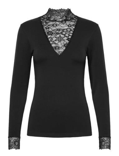 Vanessa V-Neck Bluse Tops Blouses Long-sleeved Black Minus