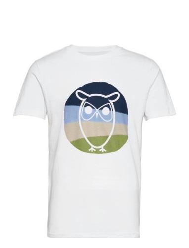 Alder Colored Owl Tee - Gots/Vegan Tops T-shirts Short-sleeved White K...