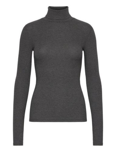 Stretch Ribbed Turtleneck Tops Knitwear Turtleneck Grey Polo Ralph Lau...