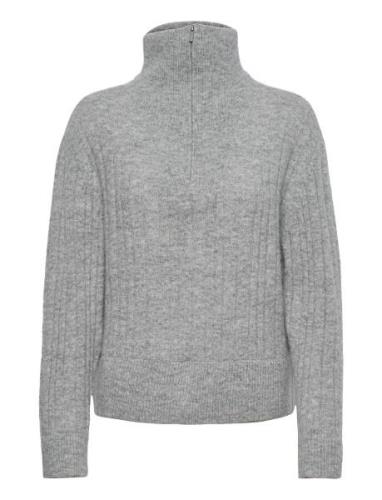 Alphagz R Zipper Pullover Noos Tops Knitwear Turtleneck Grey Gestuz