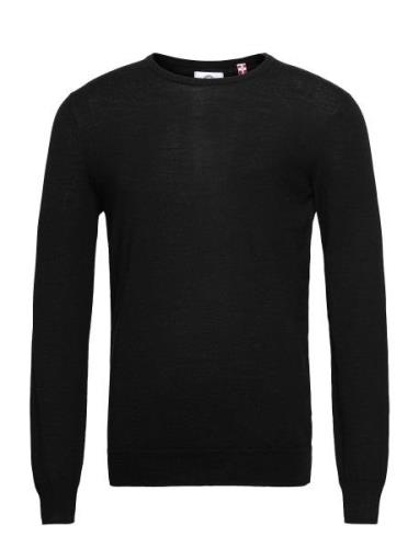 Johs Merino Crew Neck Knit Tops Knitwear Round Necks Black Kronstadt