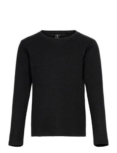 Top L S Basic Rib Tops T-shirts Long-sleeved T-shirts Black Lindex