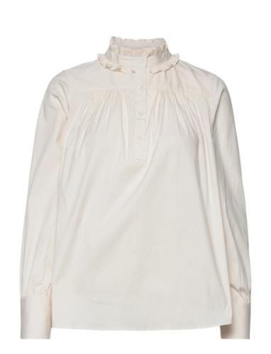 Hattie Ls Blouse Tops Blouses Long-sleeved Cream MOS MOSH