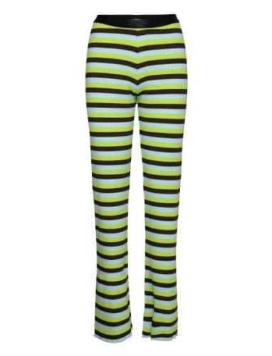 Super Stripe Lonnie Pants Bottoms Trousers Flared Green Mads Nørgaard