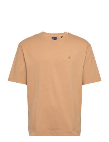 D1. Icon G Essential Ss T-Shirt Tops T-shirts Short-sleeved Beige GANT