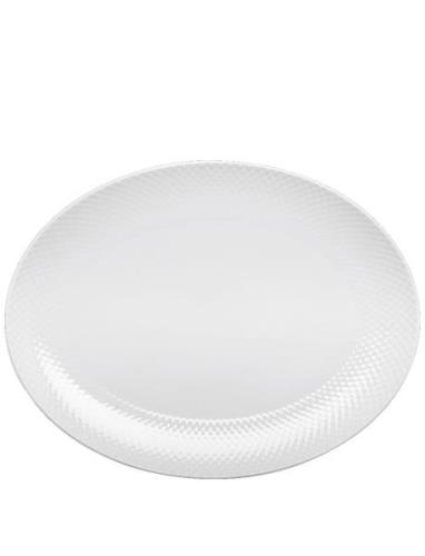 Rhombe Ovalt Serveringsfad 35X26.5 Hvid Home Tableware Plates Dinner P...