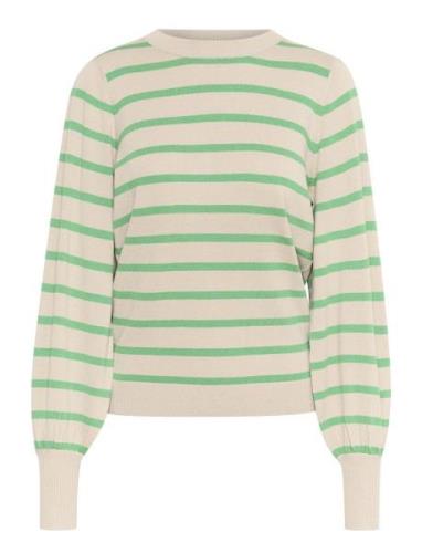 Kamala Stripe Knit Pullover Tops Knitwear Jumpers Green Kaffe