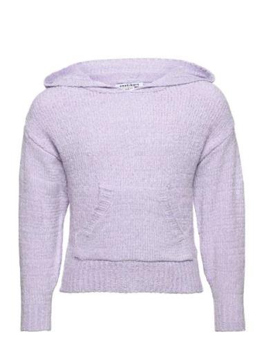 Cbpoxy Knitted Hoodie Tops Knitwear Pullovers Purple Costbart