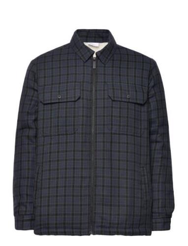 Teddy Lining Checked Overshirt - Oc Tops Overshirts Multi/patterned Kn...