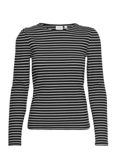 Vibalu Puff L/S Rib Top - Tops T-shirts & Tops Long-sleeved Black Vila