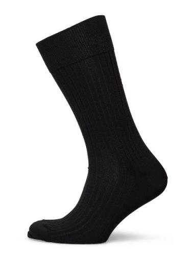 Black Ribbed Socks Underwear Socks Regular Socks Black AN IVY