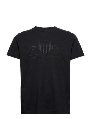 Reg Tonal Shield Ss T-Shirt Tops T-shirts Short-sleeved Black GANT