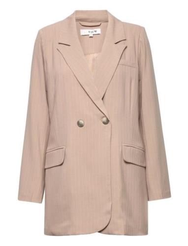 Annali Camel Stripe Blazer Blazers Double Breasted Blazers Pink A-View