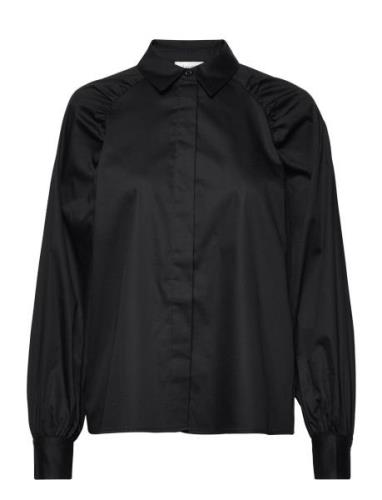 Lr-Isla Solid Tops Shirts Long-sleeved Black Levete Room