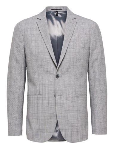 Slhslim-Liam Lt Grey Chk Blz Flex B Suits & Blazers Blazers Single Bre...