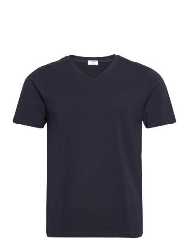 Stretch V-Neck Tee Designers T-shirts Short-sleeved Navy Filippa K