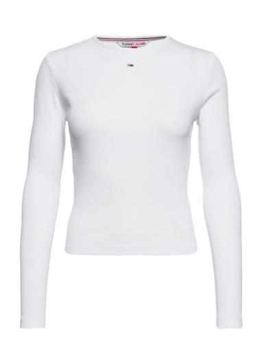 Tjw Bby Essential Rib Ls Tops T-shirts & Tops Long-sleeved White Tommy...