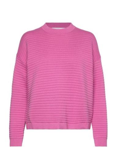 Slflaurina Ls Knit O-Neck Tops Knitwear Jumpers Pink Selected Femme