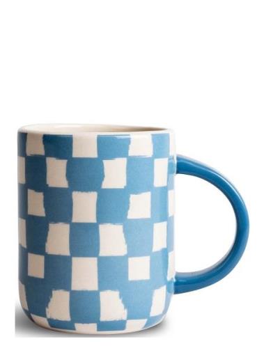 Mug Liz Check Blue/White Home Tableware Cups & Mugs Coffee Cups Multi/...
