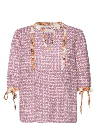 Crclara Blouse Tops Blouses Short-sleeved Purple Cream