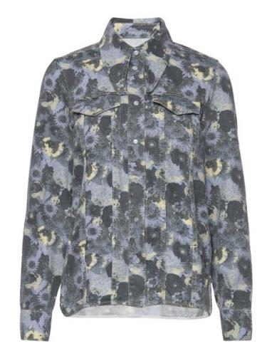 Print Denim Shirt Tops Shirts Long-sleeved Multi/patterned Ganni