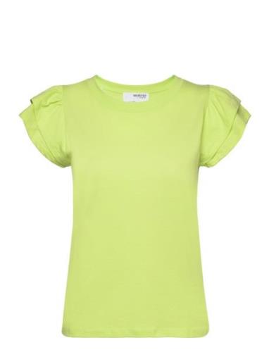 Slfcamila Ss Ruffle Tee Tops T-shirts & Tops Short-sleeved Green Selec...