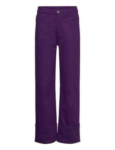 Iben Alexa Cuff Pants Bottoms Jeans Straight-regular Purple Hosbjerg