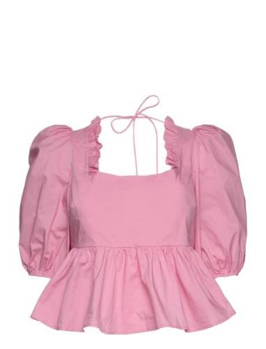 Darine Tops Blouses Short-sleeved Pink Custommade