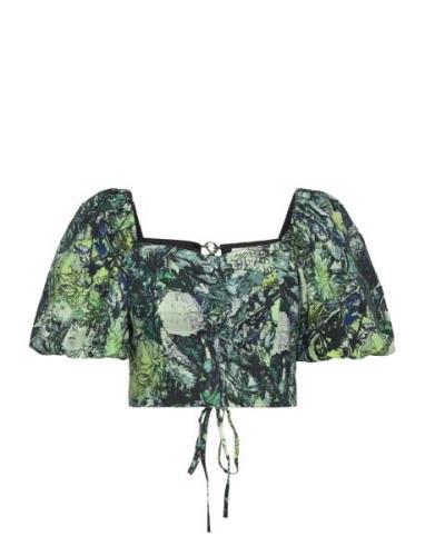 Caragz P Blouse Tops Blouses Short-sleeved Green Gestuz