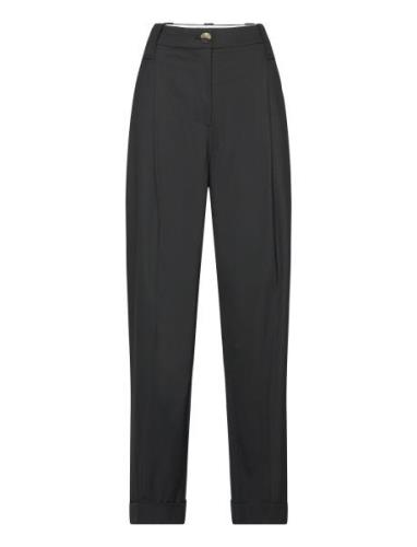 Drapey Melange Bottoms Trousers Wide Leg Black Ganni