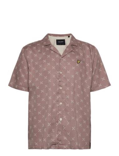 Shuttle Print Revere Collar Shirt Tops Shirts Short-sleeved Pink Lyle ...