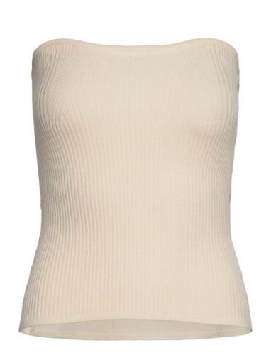 Como Knit Strapless Top Tops T-shirts & Tops Sleeveless Cream Second F...