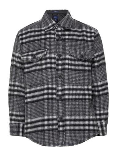 D1. Houndstooth Overshirt Tops Overshirts Black GANT