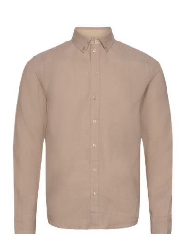 Theo Linen Shirt Tops Shirts Casual Beige Mos Mosh Gallery