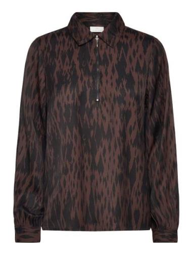 Karavia Blouse Tops Shirts Long-sleeved Brown Kaffe