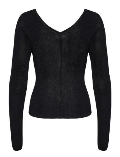 Monagz V-Neck Blouse Tops Blouses Long-sleeved Black Gestuz