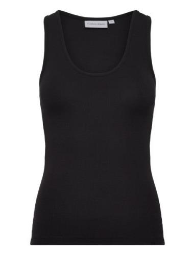 Modal Rib Tank Tops T-shirts & Tops Sleeveless Black Calvin Klein