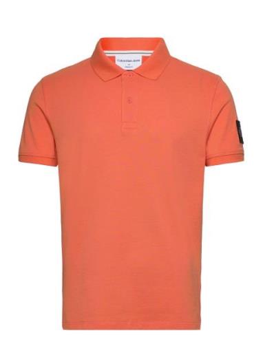 Badge Polo Tops Polos Short-sleeved Orange Calvin Klein Jeans