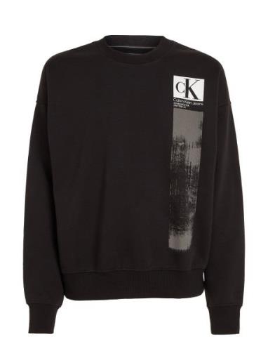 Brushstroke Crew Neck Tops Sweat-shirts & Hoodies Sweat-shirts Black C...