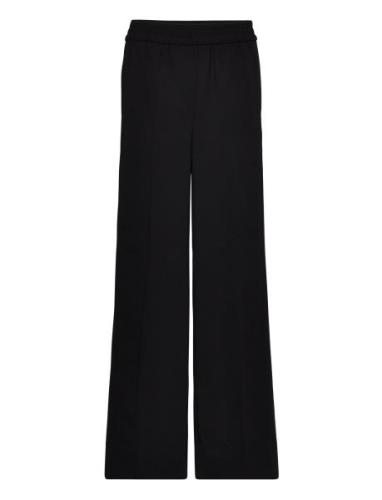 Structure Twill Elastic Pant Bottoms Trousers Wide Leg Black Calvin Kl...