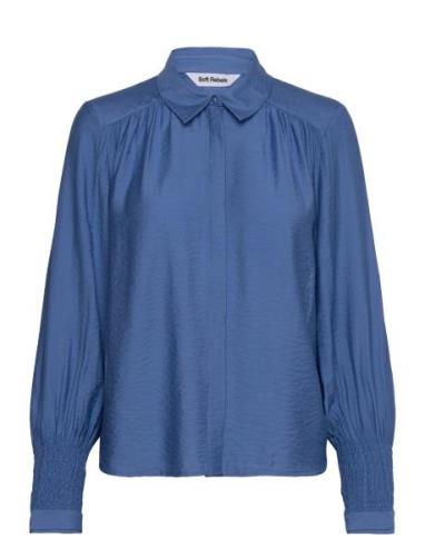 Srtasha Shirt Tops Blouses Long-sleeved Blue Soft Rebels