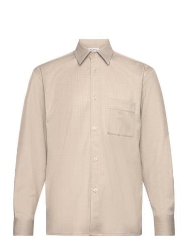 Boxy Wool Twill Shirt Designers Shirts Casual Beige Filippa K