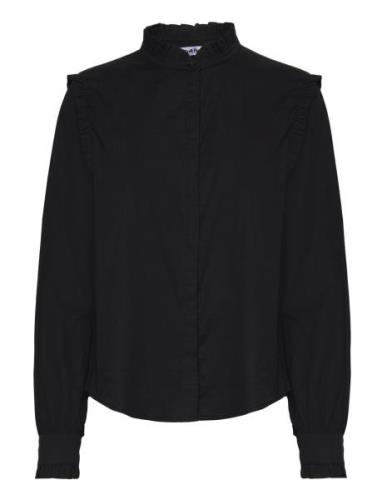 Srindia Shirt Solid Tops Blouses Long-sleeved Black Soft Rebels